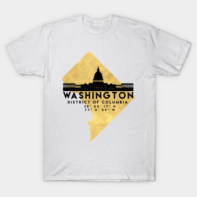 Washington District of Columbia Skyline Map Art T-Shirt by deificusArt